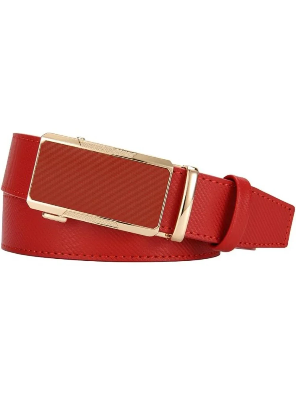 Men's White Leather Adjustable Ratchet Dress Belt - Custom Fit, Durable & Easy